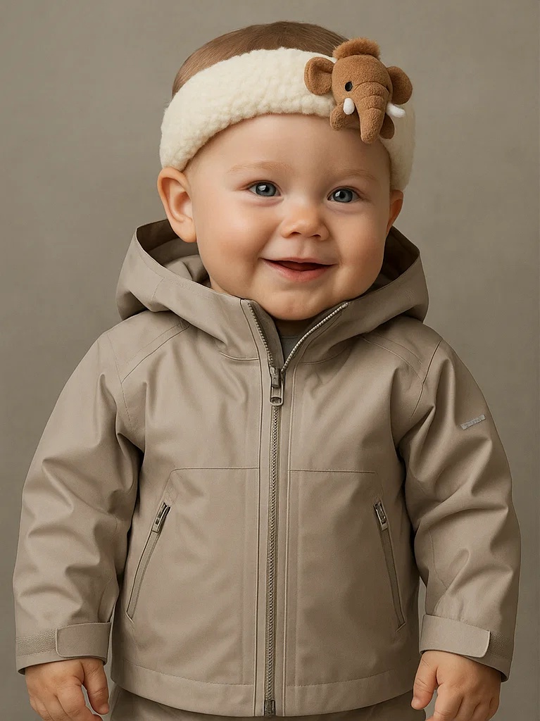 Safari Elephant Baby Headband – Cream Fleece Animal Look