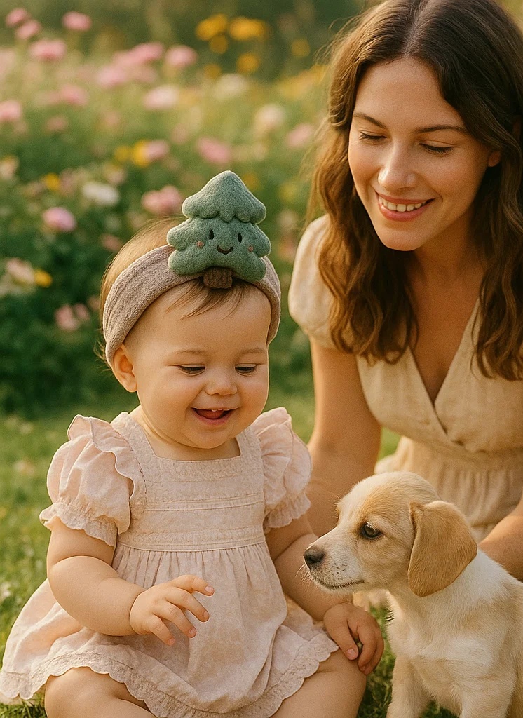 Soft Green Tree Baby Headband for a Charming Look
