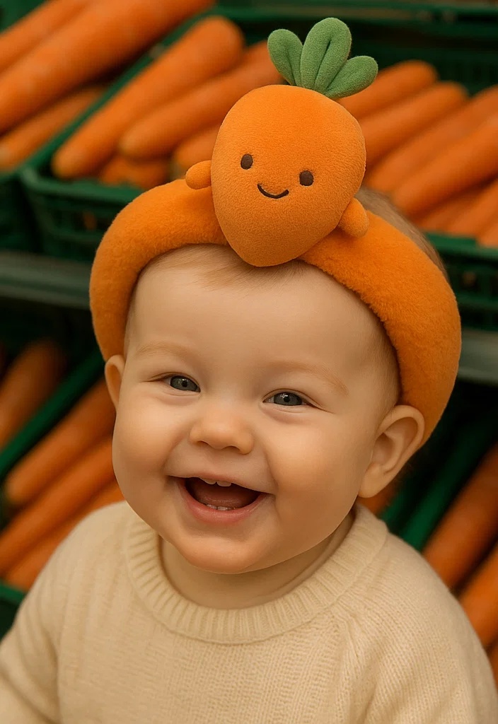 Carrot-Inspired Baby Headband – Soft, Comfortable, and Perfect for Baby Photoshoots