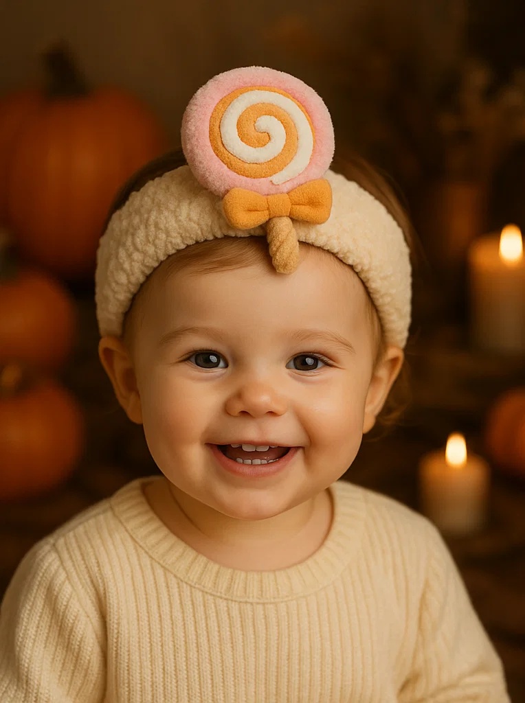 Bandeau bébé sucette mignonne – Accessoire Halloween tout doux pour photos