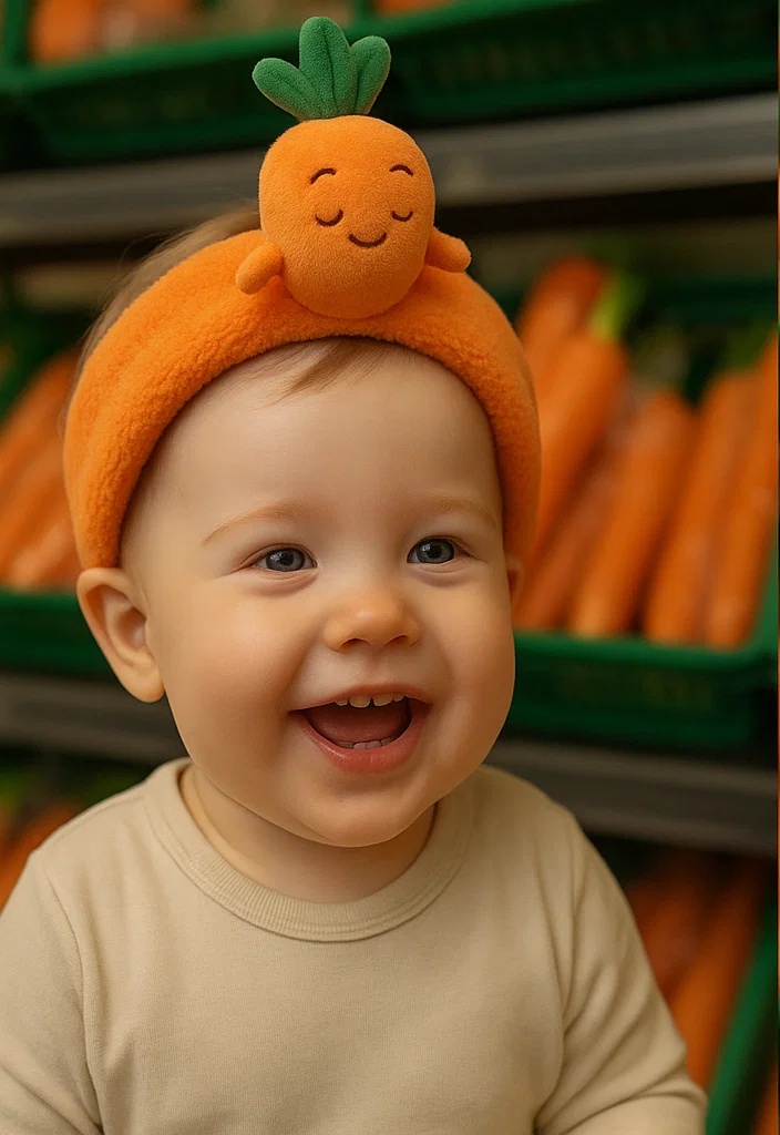 Cute Carrot Baby Headband – Ideal for Baby Photoshoots, Comfortable and Playful
