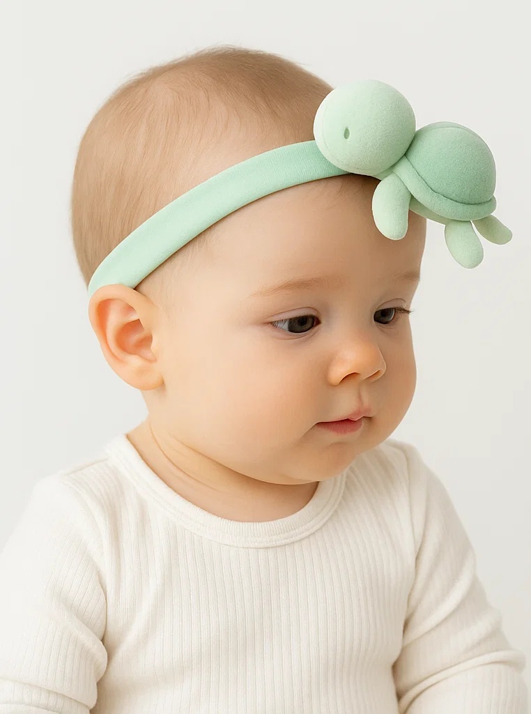 Comfortable Baby Turtle Headband with Removable Plush for Easy Wear