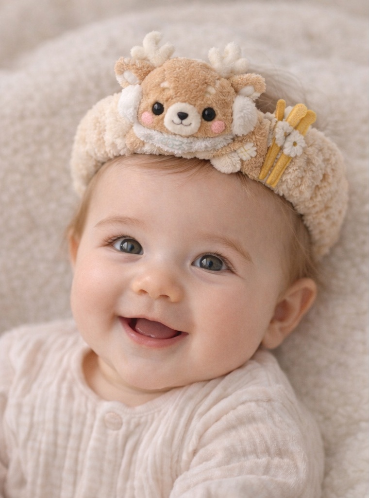 Deer Baby Headband with Floral Design