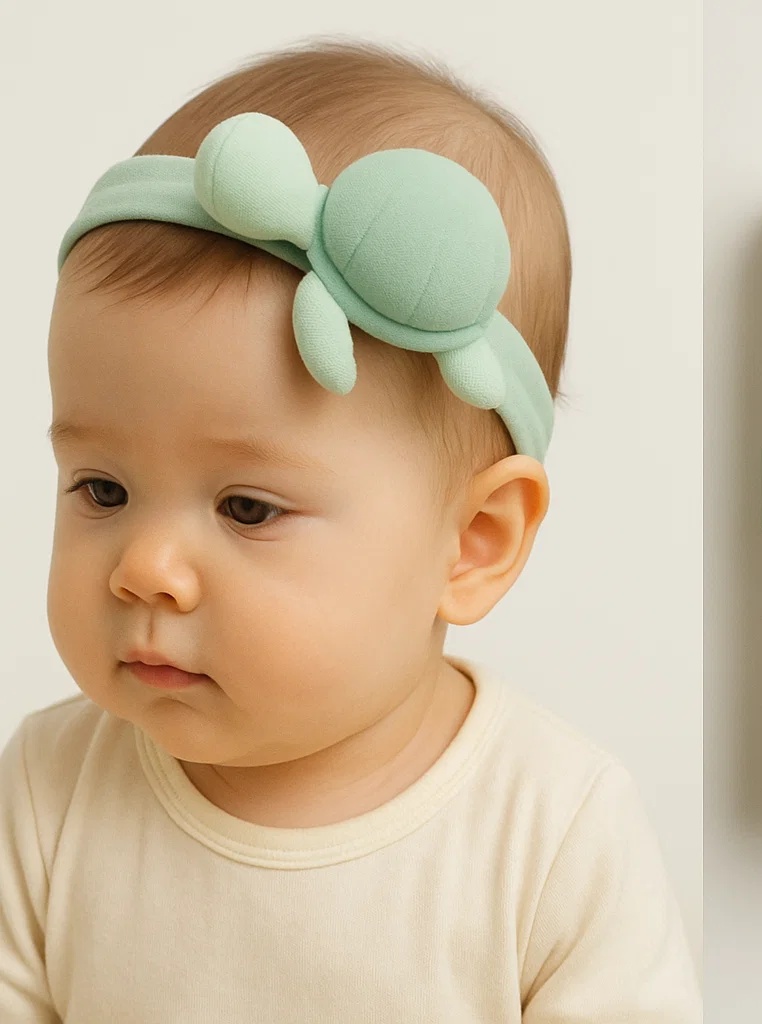 Plush Turtle Baby Headband with Soft Material for All-Day Comfort