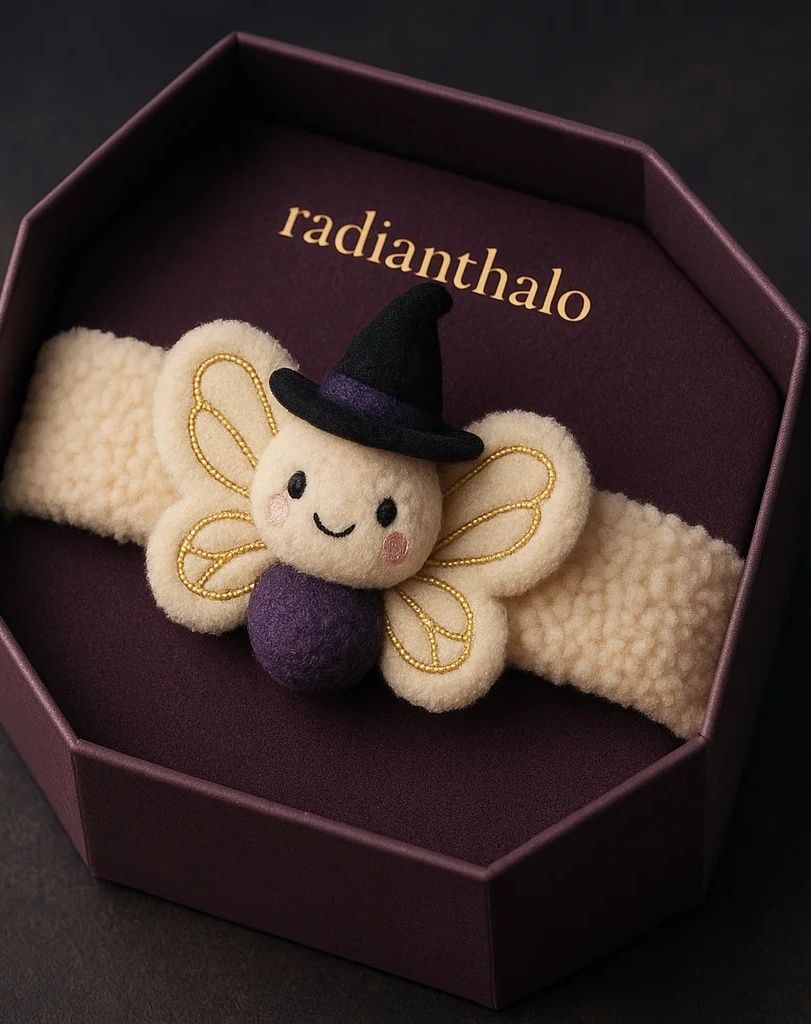 Baby Headband with Cute Butterfly Witch Design for Seasonal Photoshoots