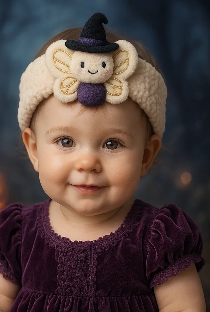 Enchanting Baby Headband Featuring a Witch Butterfly for Fall Photos