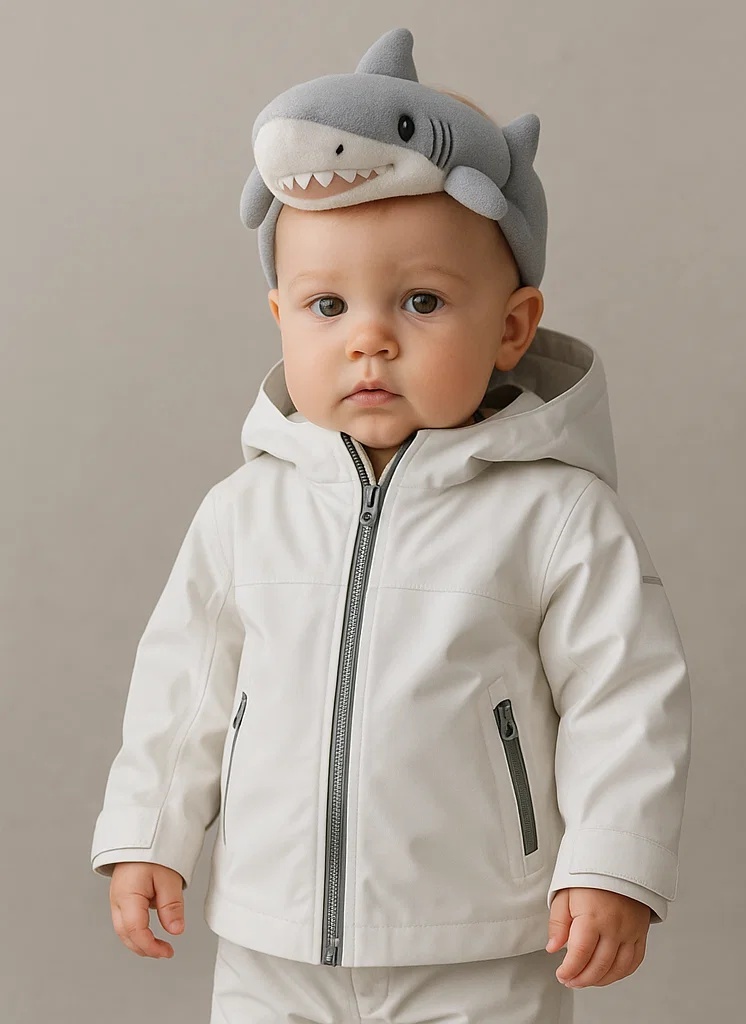 Grey Shark Baby Headband with Soft and Comfortable Design