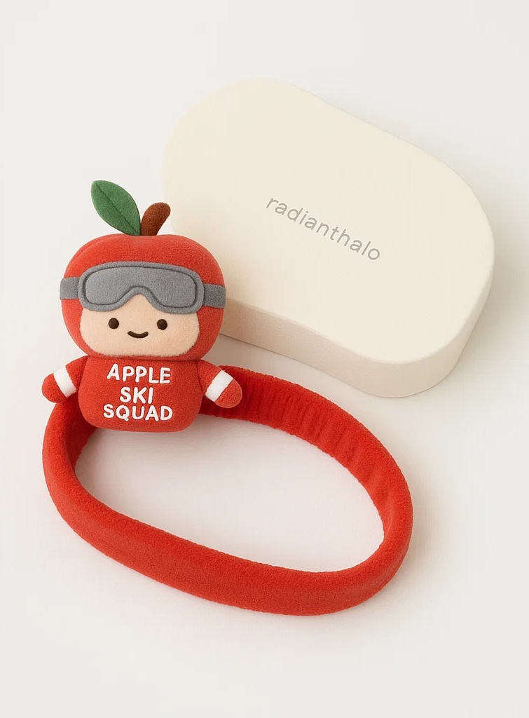 Playful Apple Headband for Babies with Removable Plush Character