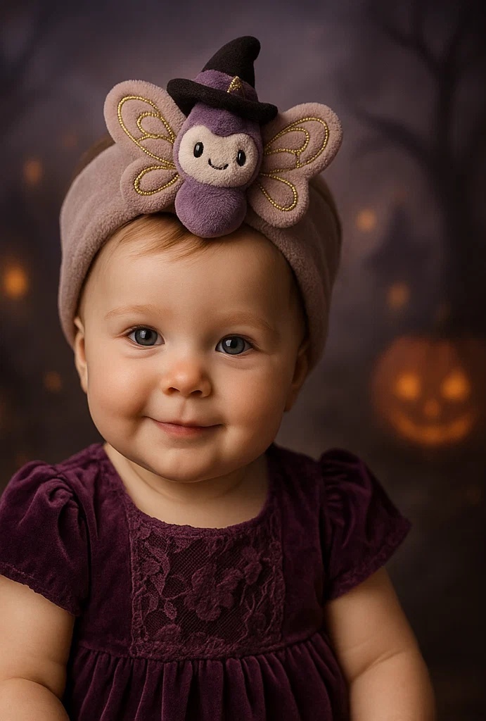 Whimsical Purple Witch Butterfly Baby Headband for Special Occasions