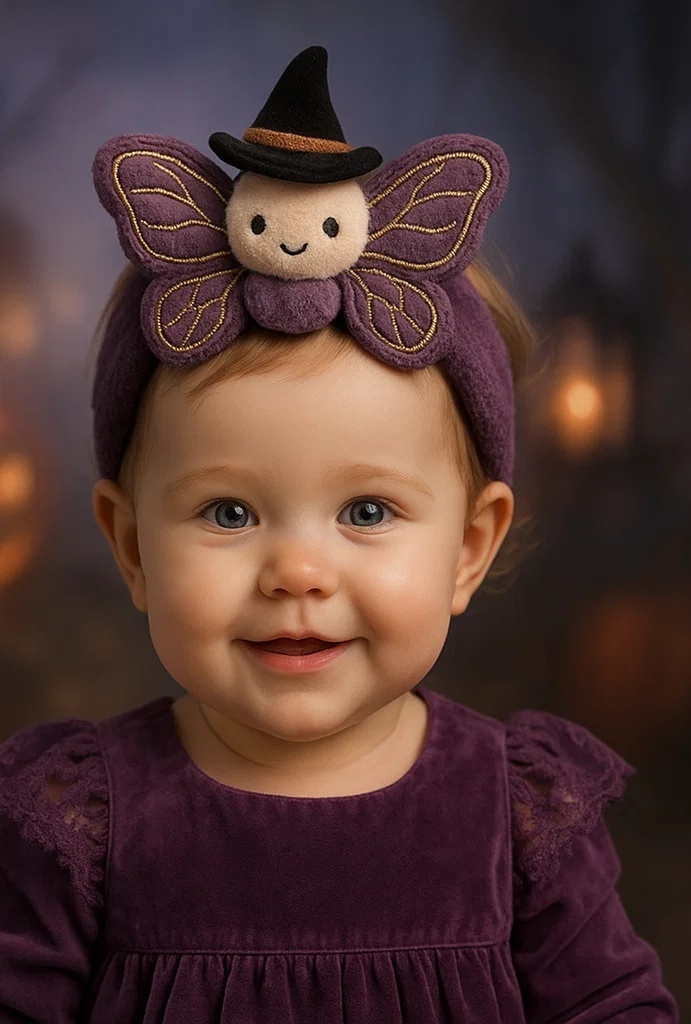 Soft and Cozy Baby Headband with Cute Purple Butterfly for Fall