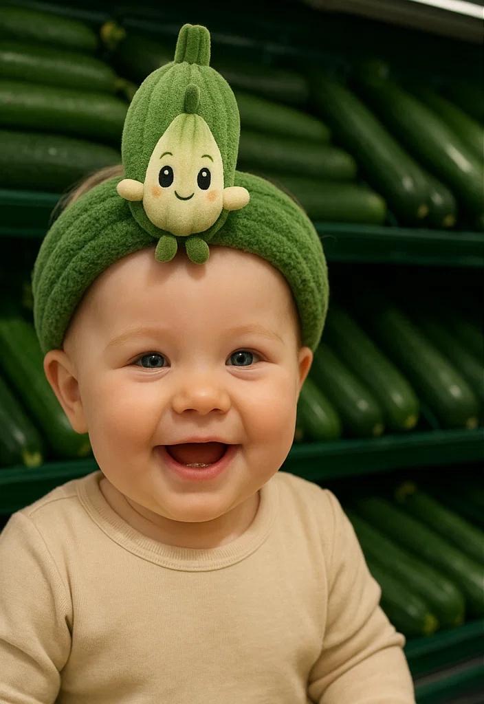 Cucumber Plush Baby Headband – Soft and Vibrant for Baby Photography
