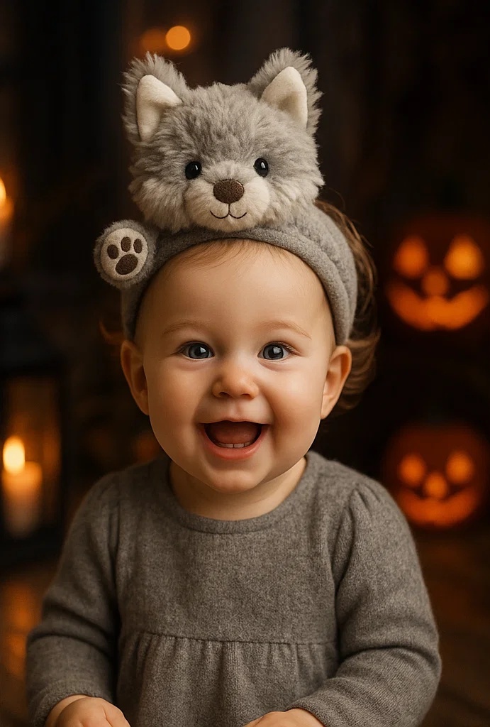 Plush Wolf Baby Headband – Soft, Safe, and Adorably Gift-Ready for Newborns