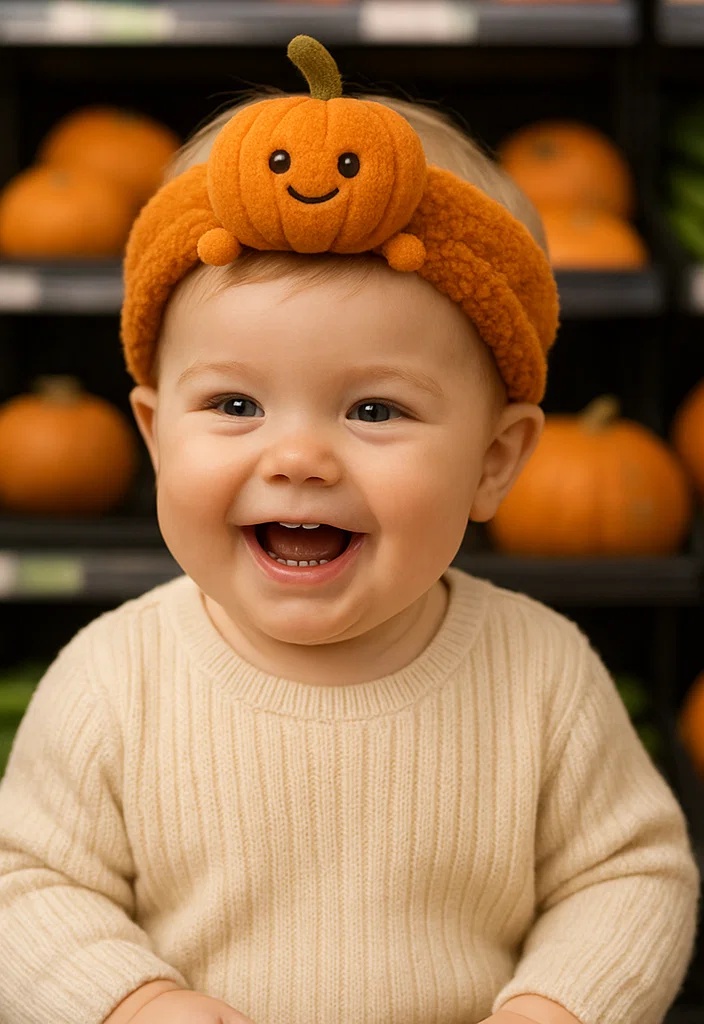 Plush Pumpkin Baby Headband – Ideal for Comfortable Photoshoots