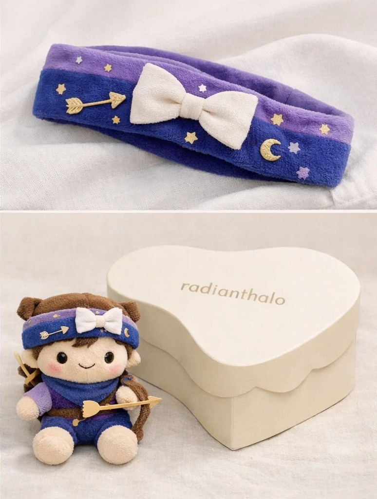 Starry Archer Baby Headband – Bow & Moon Plush Design
