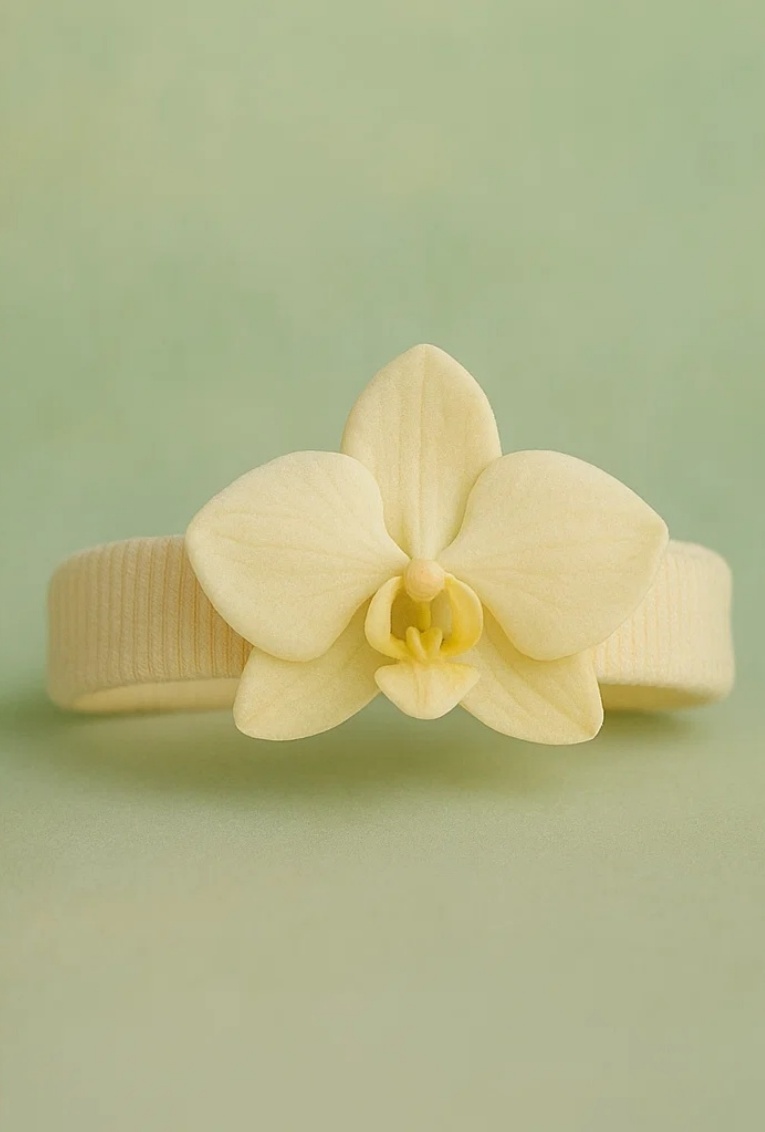 Conjunto Bebê com Tiara de Orquídea e Vestido de Anjo – Roupa Fofa para Fotos 0-2 Anos