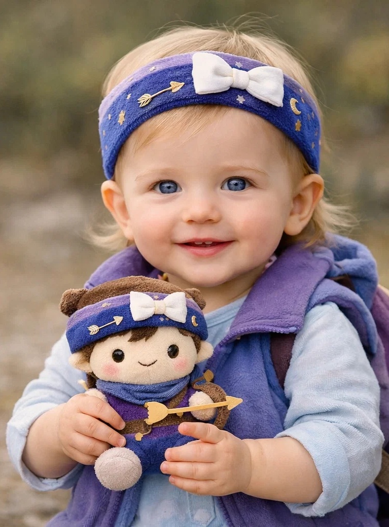 Starry Archer Baby Headband – Bow & Moon Plush Design