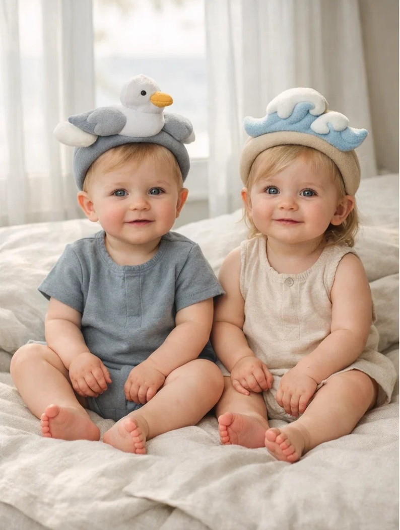 Ensemble de bandeaux bébé faon et fleurs en peluche amovibles pour boutiques cadeaux, shootings photo et collections neutres
