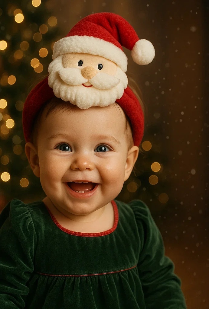 Santa Claus Baby Headband – Festive Holiday Design for Christmas Gift Boxes