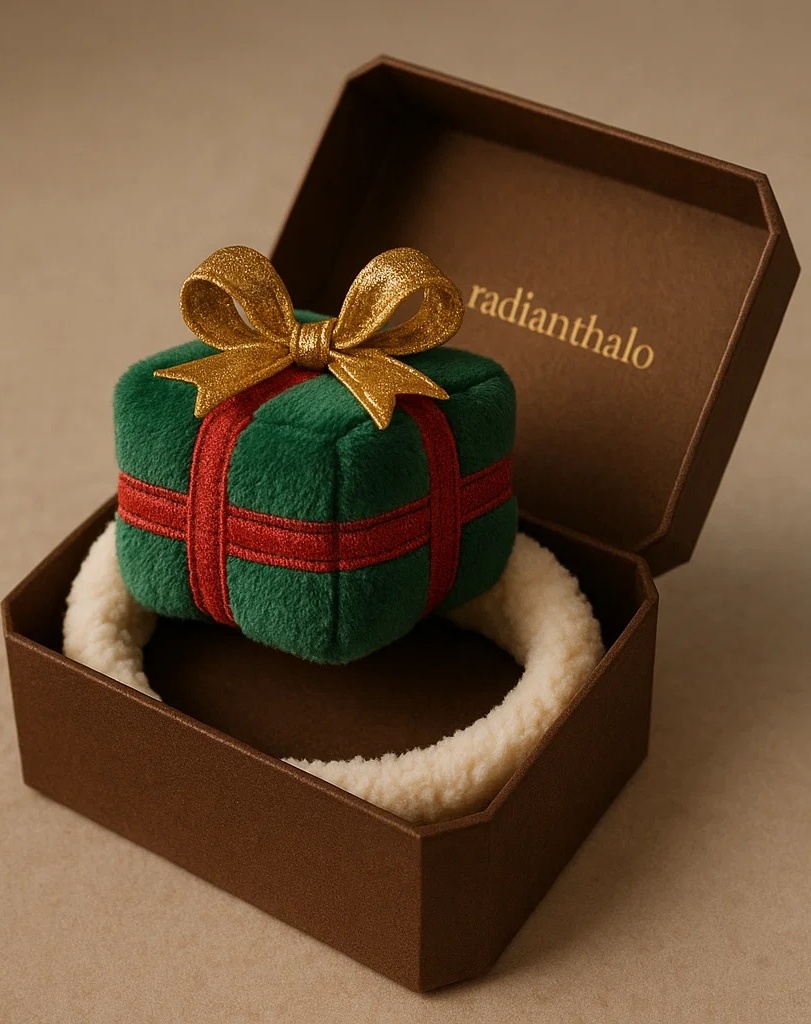 Plush Present Baby Hairband – Christmas Gift Wrap Style for Seasonal Promotions
