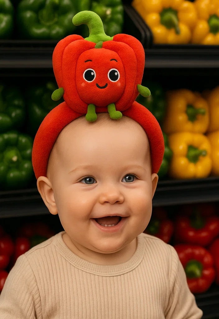 Cute Chili Pepper Plush Baby Headband – Ideal for Colorful Photoshoots