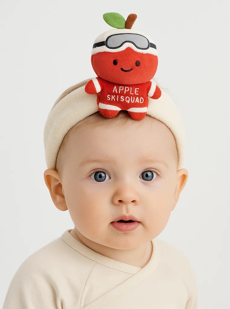 Winter Apple Ski Squad Baby Headband for Cool Photos