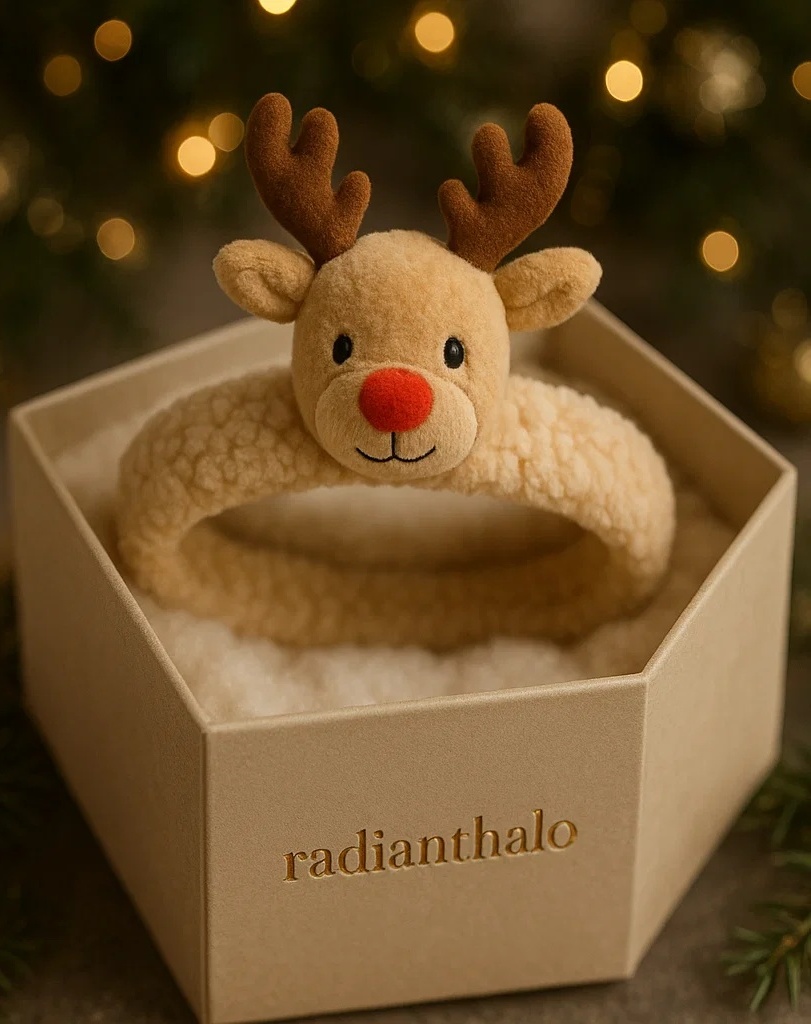 Reindeer Baby Hairband with Red Nose – Ideal for Holiday Gifting & Baby Photography