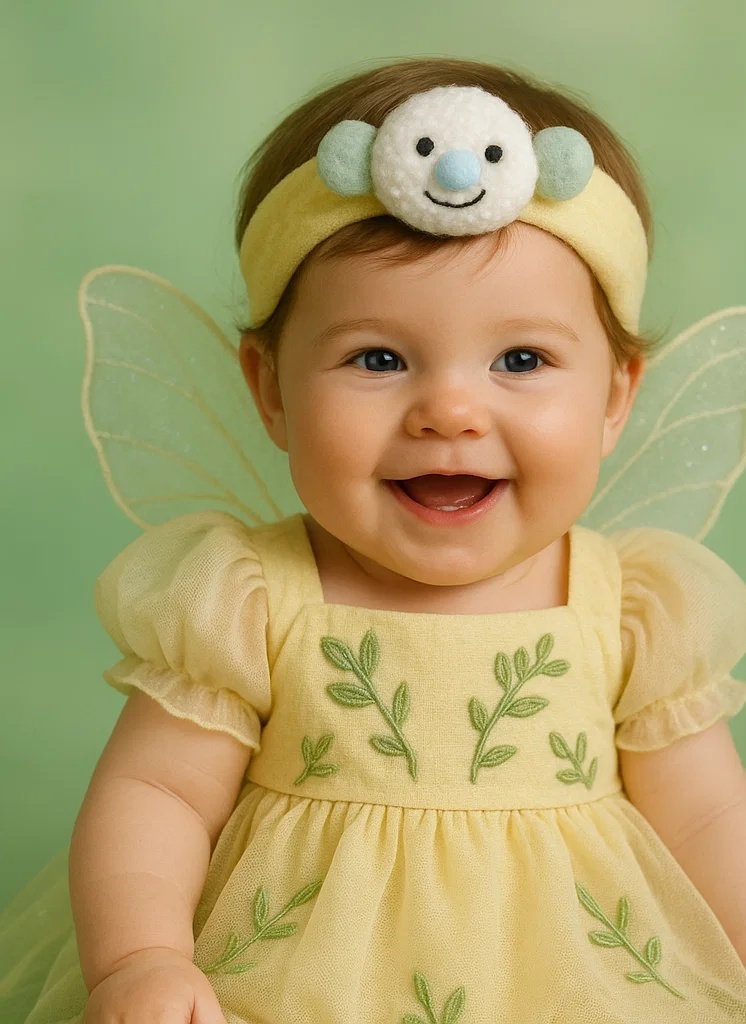 Cheerful Baby Headband with Bear Face for Daily Use