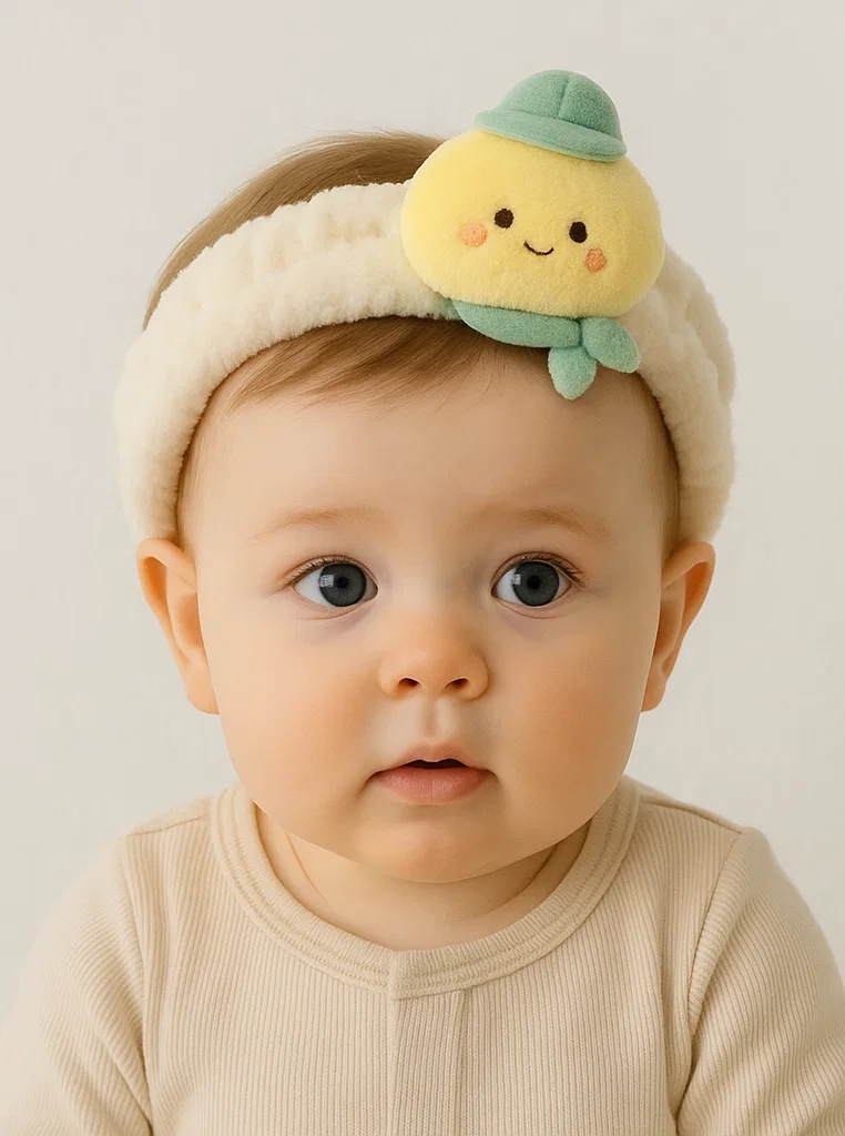 Adorable Yellow Baby Headband with Winter Hat for Photography