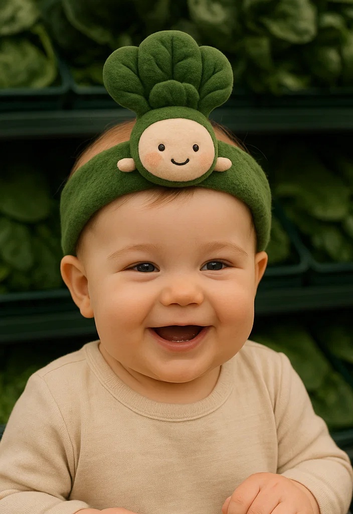Baby Headband with Plush Spinach Doll for Adorable Photos