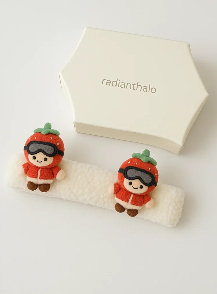Playful Strawberry Ski Baby Headband for Photoshoots, Perfect for Winter Fun