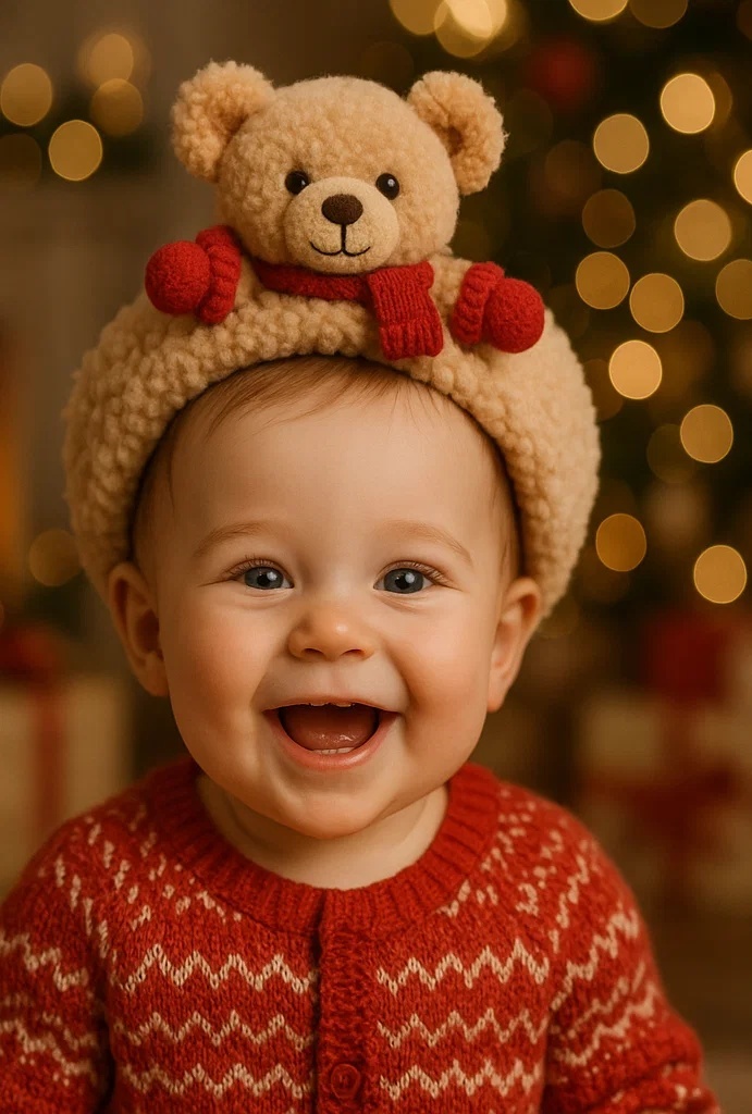 Plush Bear Baby Hairband – Soft and Cozy, Perfect for Winter Baby Gift Sets