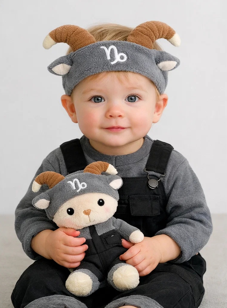 Capricorn Horn Baby Headband – Zodiac Plush Ram Design