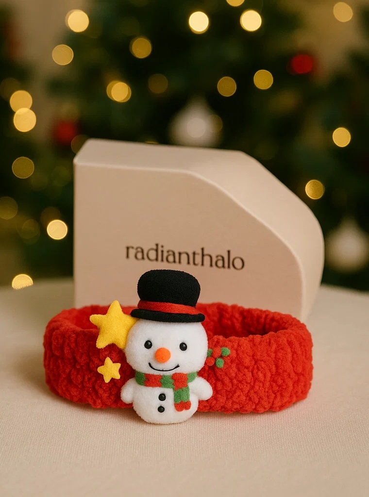 Diadema navideña para bebé con muñeco de nieve – Accesorio suave y adorable para fotos
