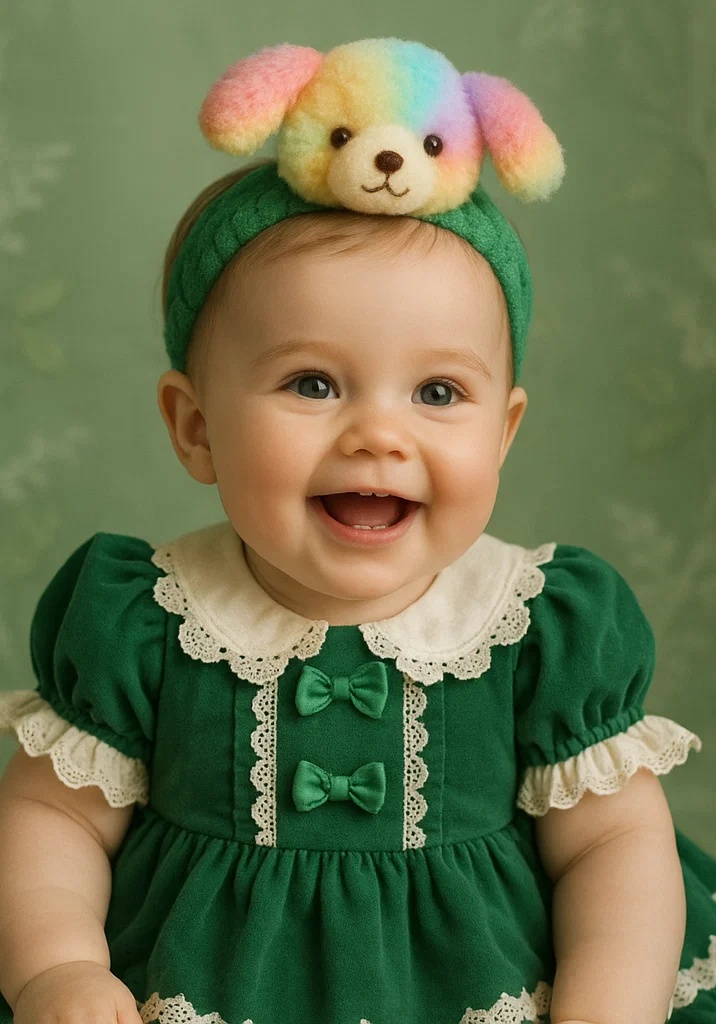 Rainbow Dog-Themed Baby Headband (Pastel)
