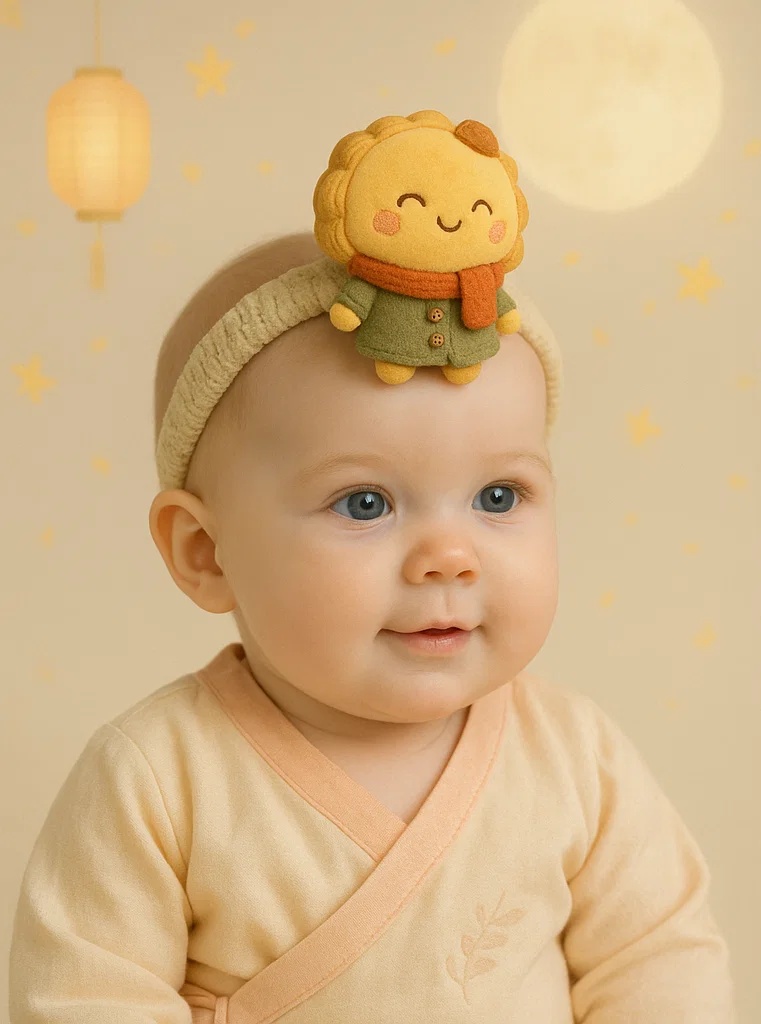 Bentita de toamnă pentru bebeluși cu prăjiturică lunară – accesoriu adorabil pentru poze