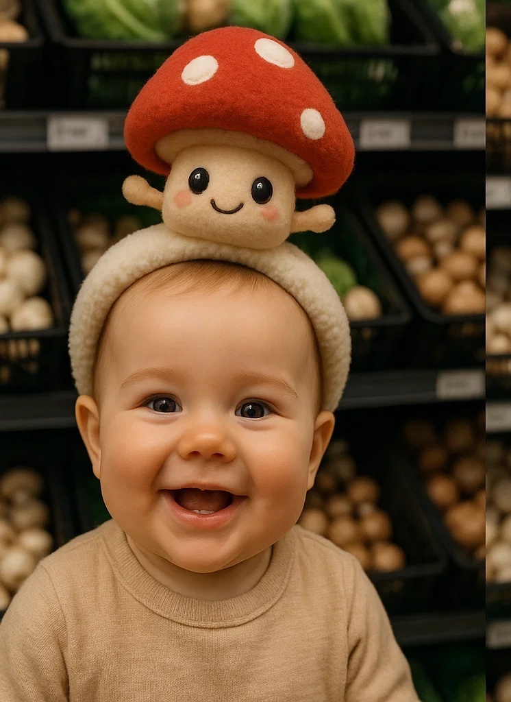 Mushroom-Themed Baby Headband for Cute and Fun Photoshoots