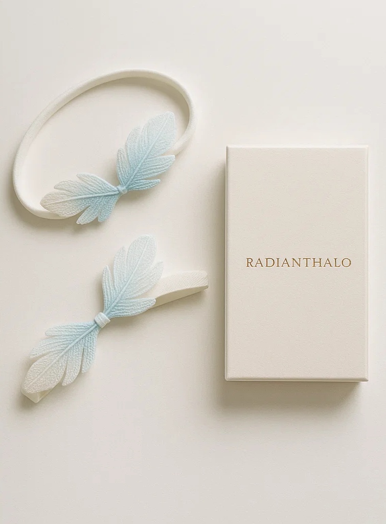 Charming Light Blue Baby Headband with Feather Design, Ideal for Photoshoots