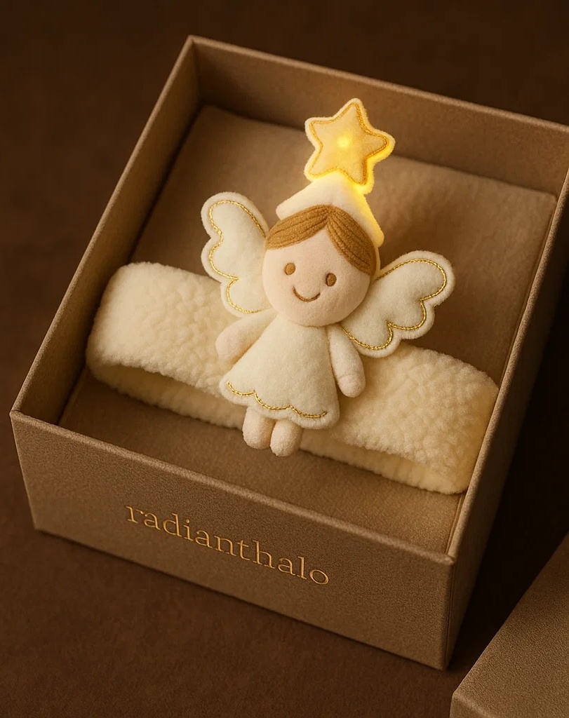 Angel Baby Headband – Soft and Cute, with Light-Up Star for Holiday Spirit