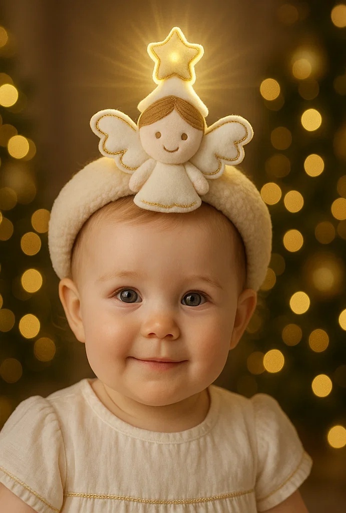 Angel Baby Headband – Soft and Cute, with Light-Up Star for Holiday Spirit