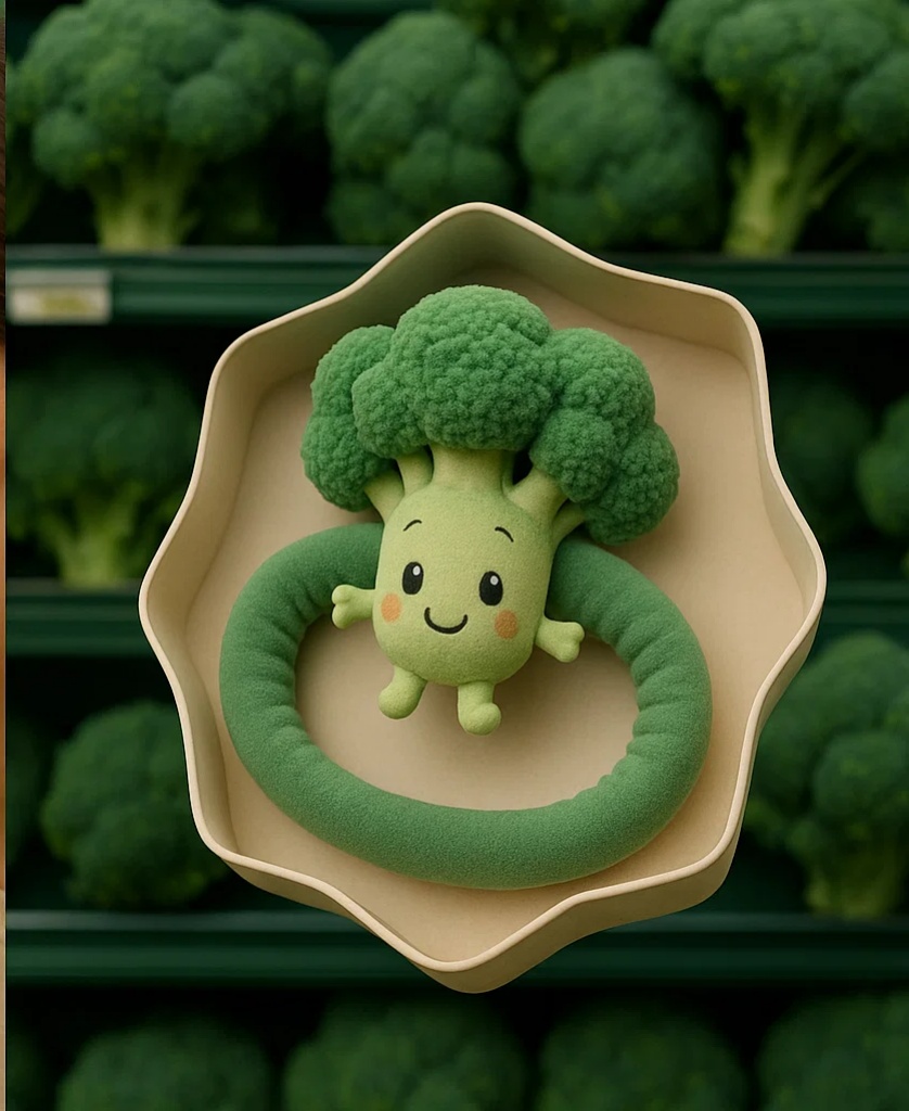 Cute Baby Headband with Soft Broccoli Plush Toy for Fun Photoshoots