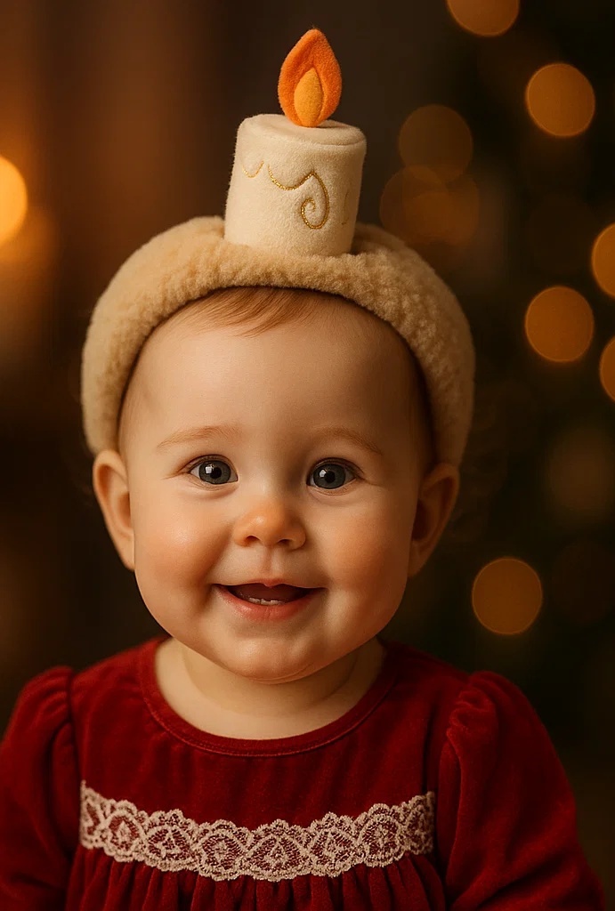 Christmas Candle Baby Headband – Festive Design for Holiday Gifting & Baby Photography