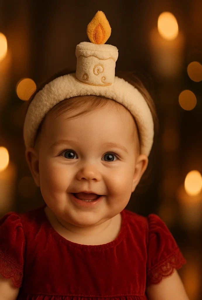 Plush Candle Baby Headband – Soft, Cute, and Perfect for Christmas Photo Ops