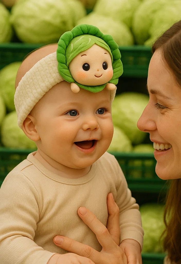 Plush Cabbage Doll Baby Headband for Fun and Colorful Baby Photography
