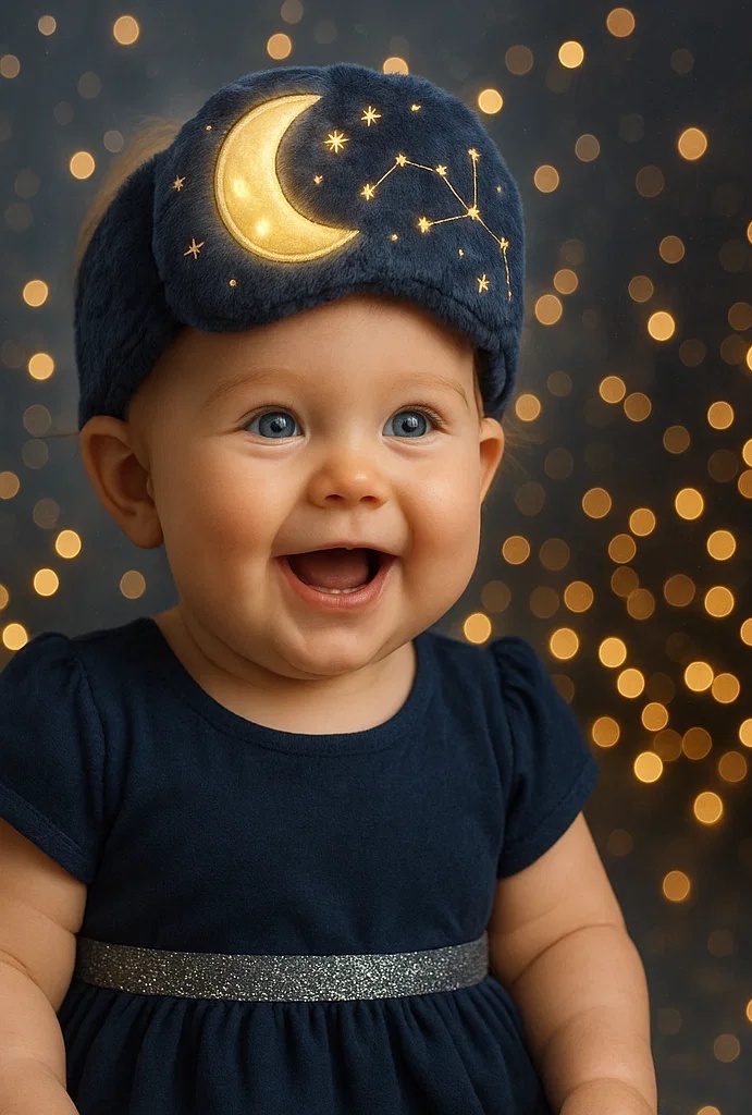 Starry Night Bear Baby Headband – Soft and Glowing Design for Magical Baby Photoshoots