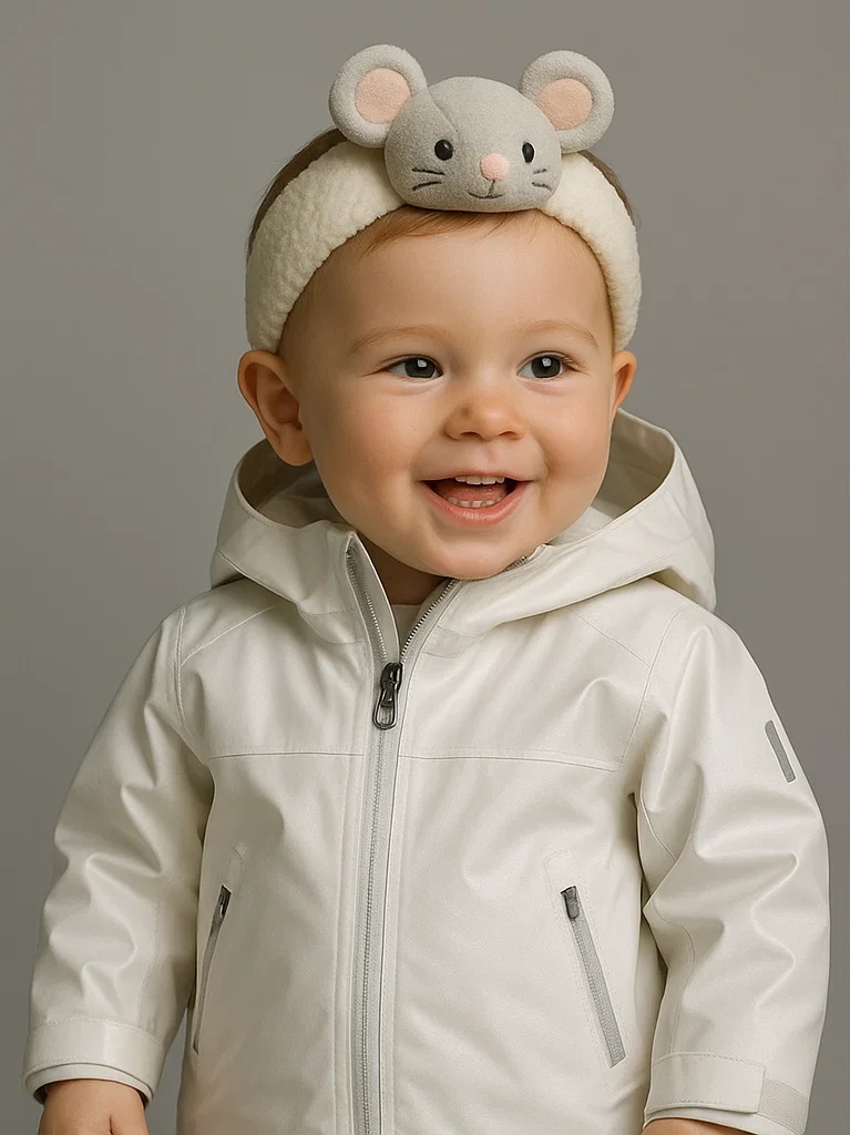 Gray Mouse Plush Baby Headband – Soft and Adorable Ears