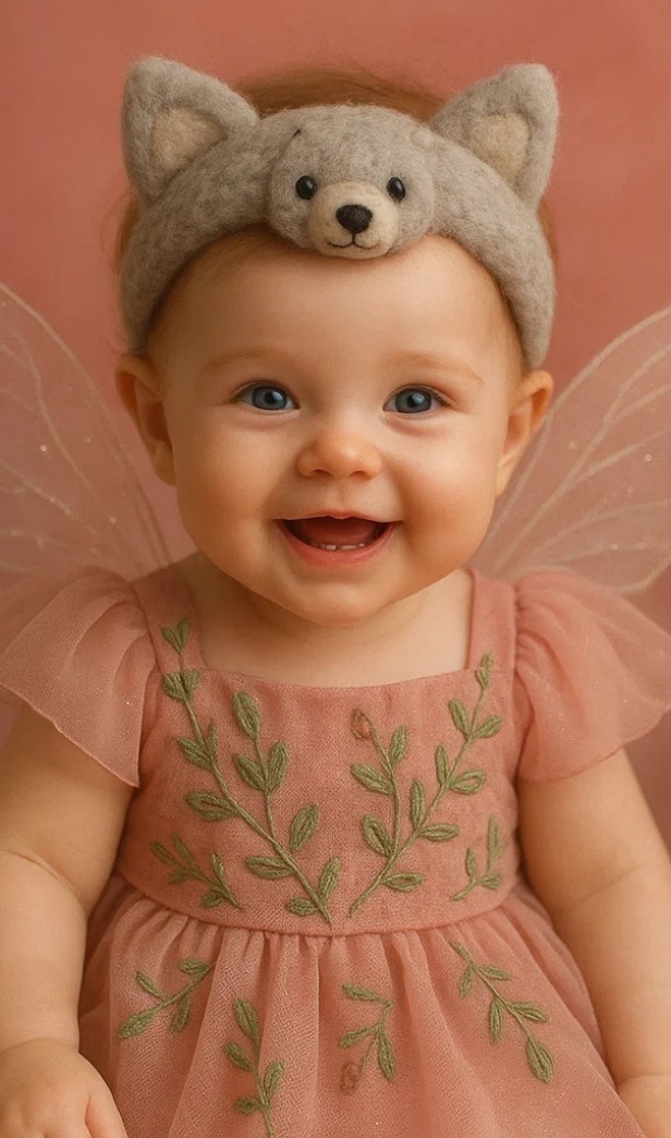 Cat Headband Baby Dress with Angel Wings - Cute and Playful Design for Toddlers