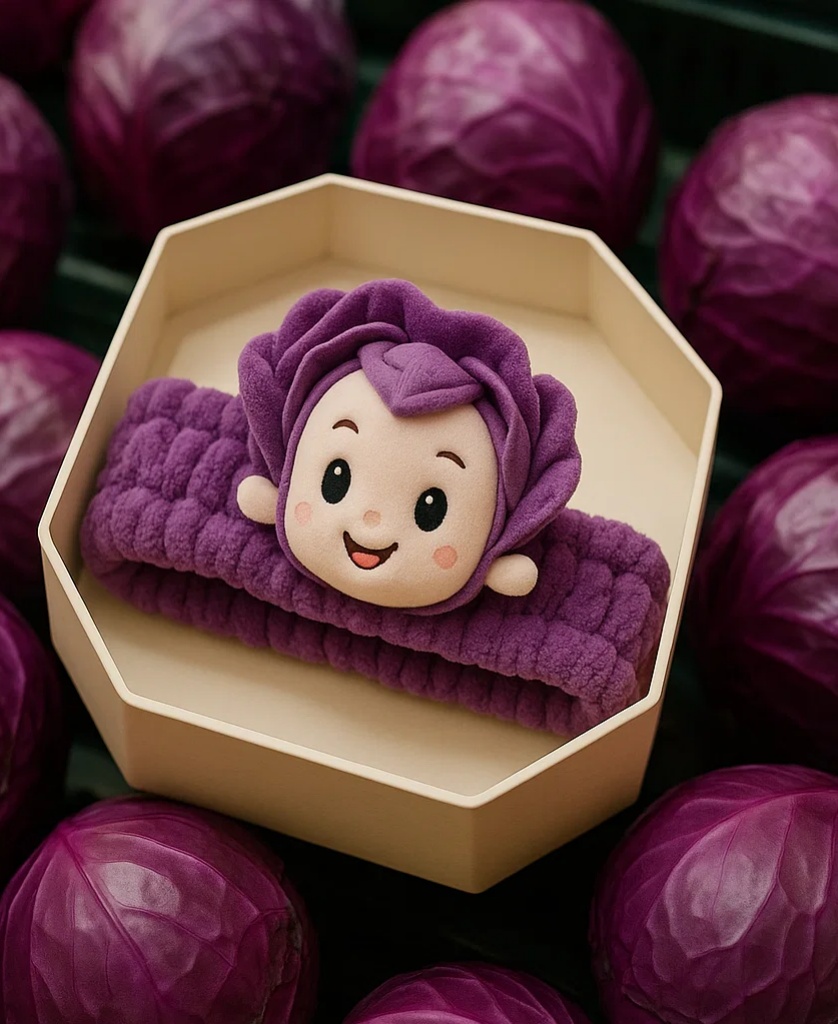 Purple Cabbage Baby Headband with Soft Plush Doll for Cute Baby Photos