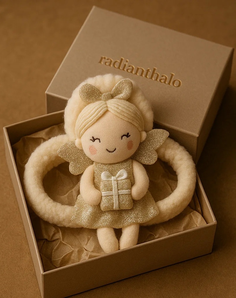 Golden Gift Fairy Baby Headband – Glittery Accessory for Holiday Events & Photoshoots