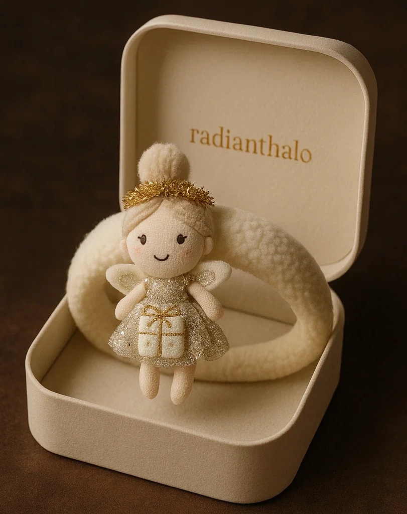 Golden Angel Baby Headband – Soft, Shiny, and Perfect for Holiday Photoshoots