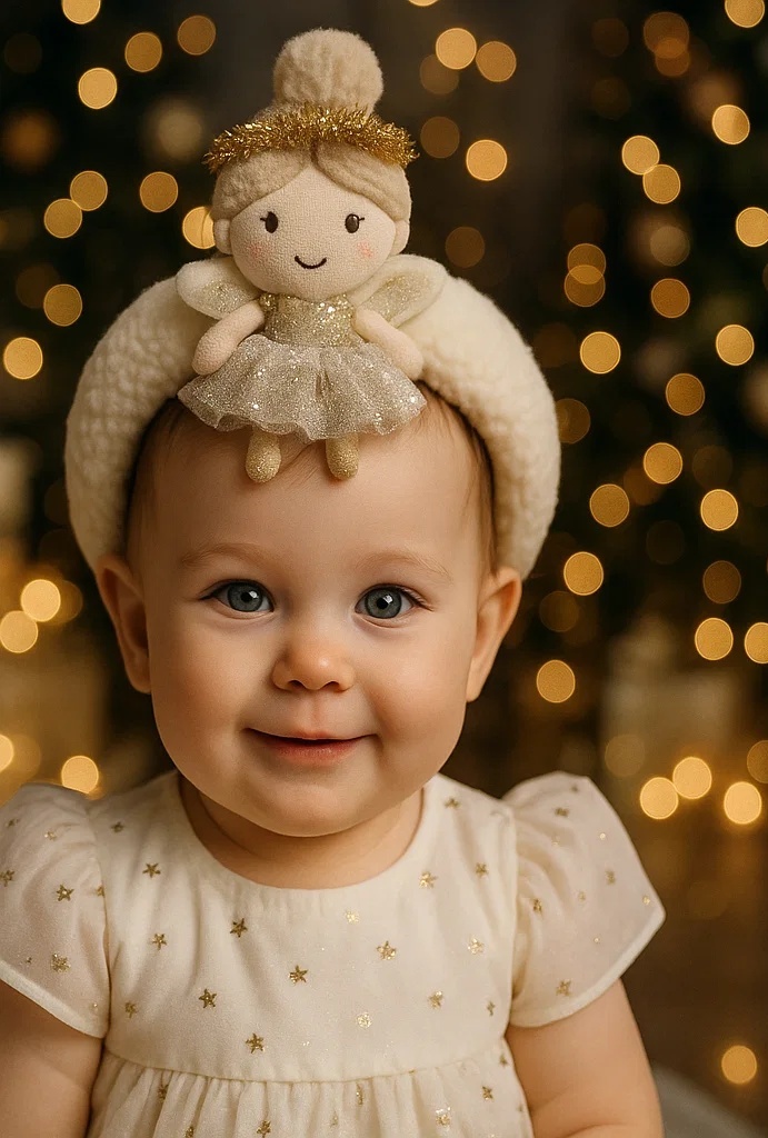 Golden Angel Baby Headband – Soft, Shiny, and Perfect for Holiday Photoshoots